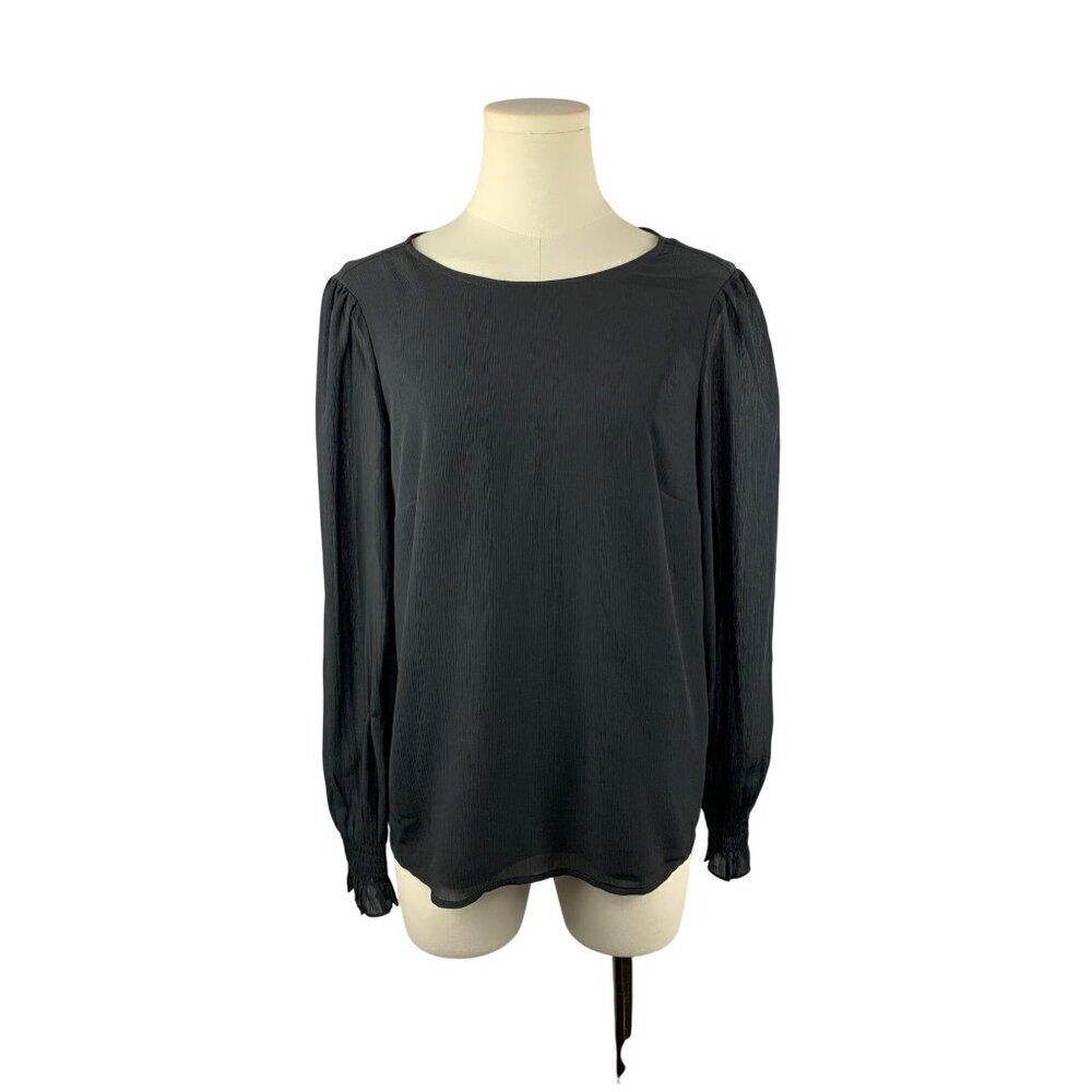 J.Crew Womens Black Long Sleeve Blouse XS Polyester & Recycled Polyester